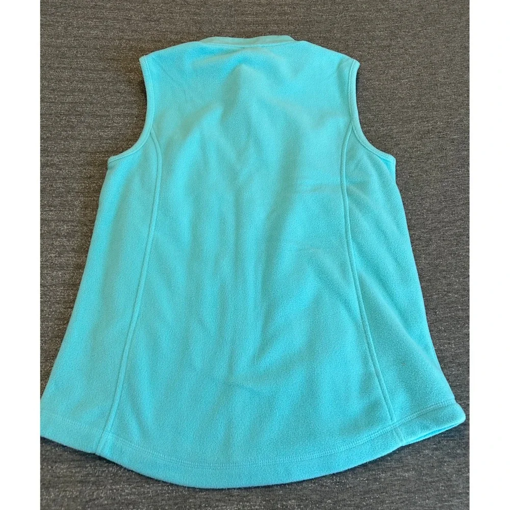 T by Talbots Womens Teal Blue Fleece Zip Up Front Pockets Vest Size‎ Small